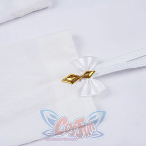 Genshin Impact Marionette Sandrone old design cosplay costume captures the delicate white stocking and bow ornament.