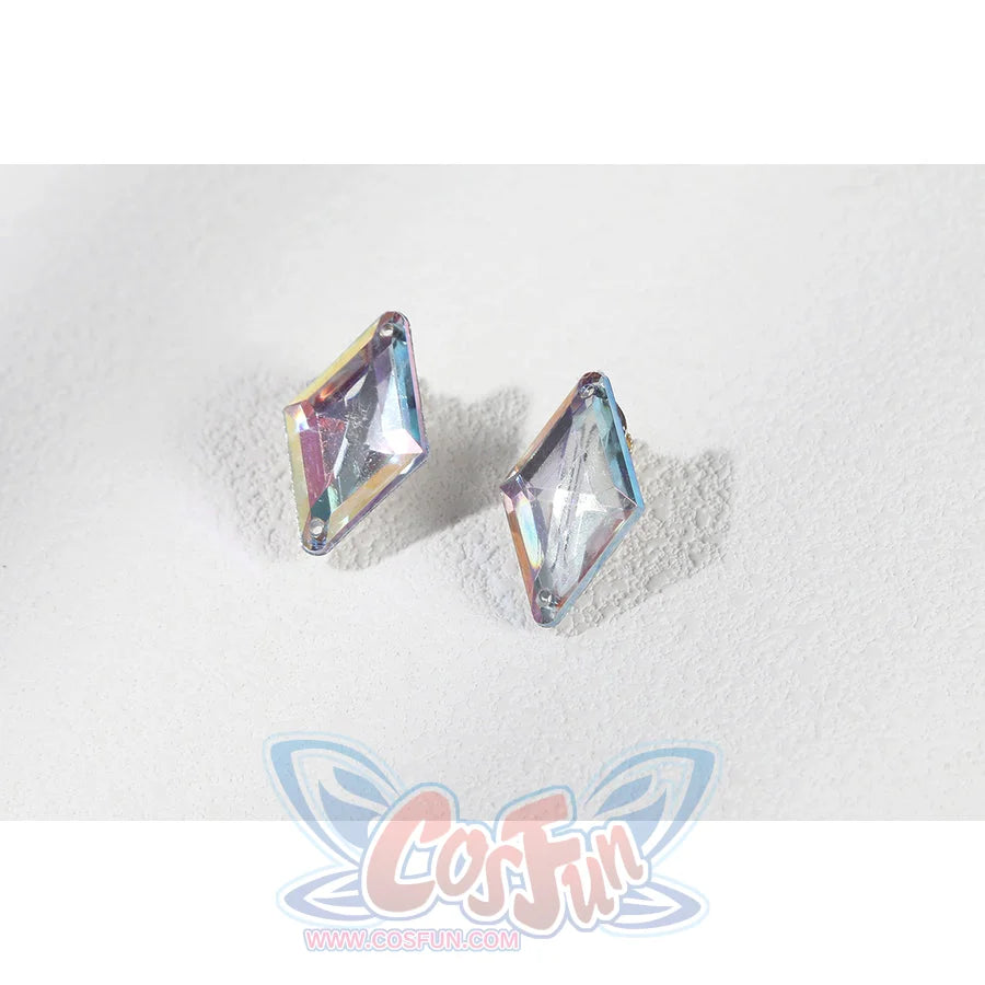 Marvel Rivals Black Cat Felicia Hardy cosplay earrings detail pairs angled gem-like drops for the costume.