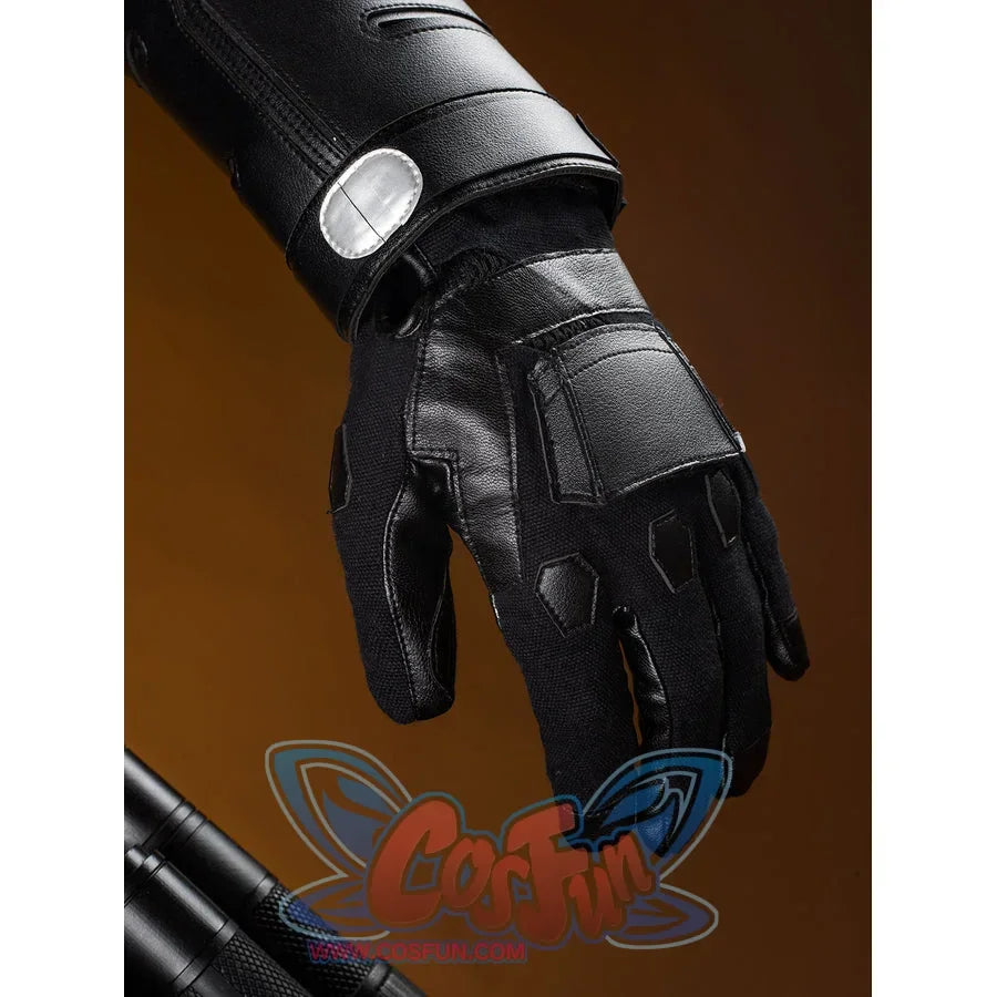 Matt Murdock cosplay glove detail contours the fingers in black panels below the strapped forearm guard.