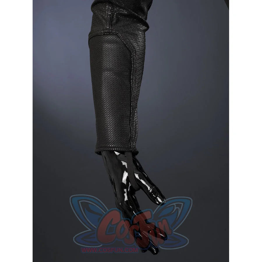 Matt Murdock black cosplay arm guard and glove piece curves around the forearm with durable synthetic textured fabric.