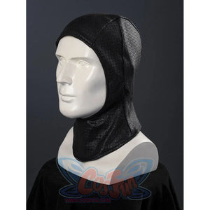 Matt Murdock black cosplay centers black textured fabric costume hood across the cosplay set.