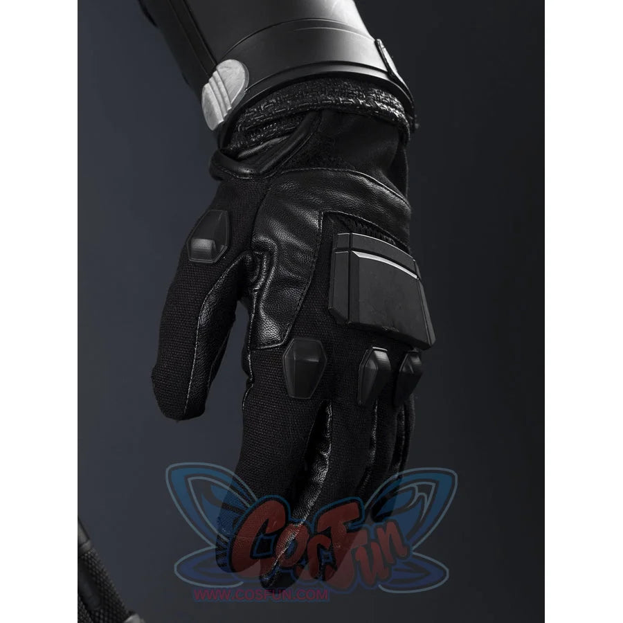 Matt Murdock black cosplay glove set anchors the hand with rigid protective knuckle plates and rugged textured fabric.