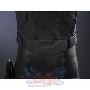 Matt Murdock black cosplay costume centers a tactical utility belt crafted from matte faux leather over textured fabric.