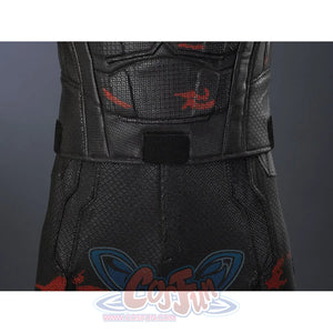 Matt Murdock black cosplay costume centers a textured faux leather bodice that gathers at the waist with a secure belt.