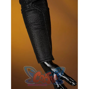 Matt Murdock cosplay forearm guard extends a tapered black panel from the elbow toward the wrist.