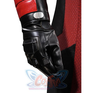 Matt Murdock cosplay glove detail pairs black faux leather panels with a silver-tone wrist clasp.