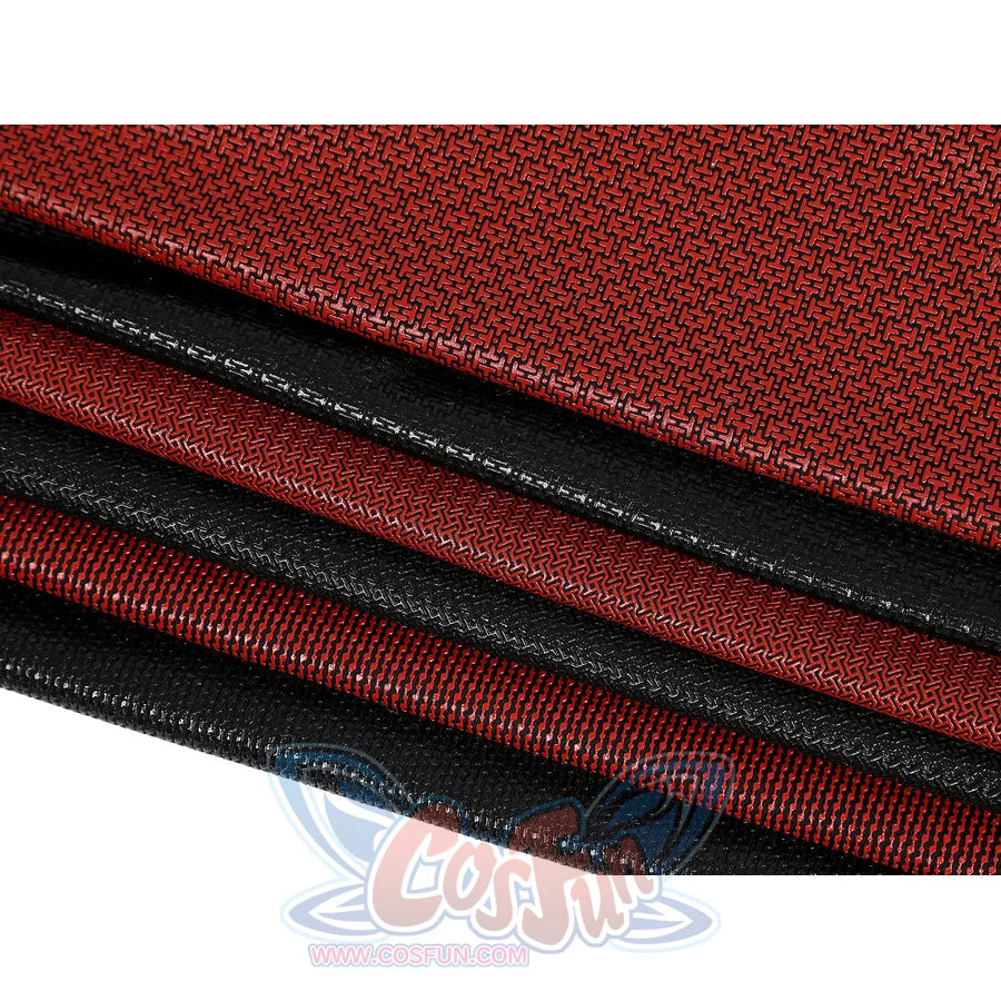 Matt Murdock cosplay costume utilizes layered red and black textured fabrics with a detailed silicone print finish.