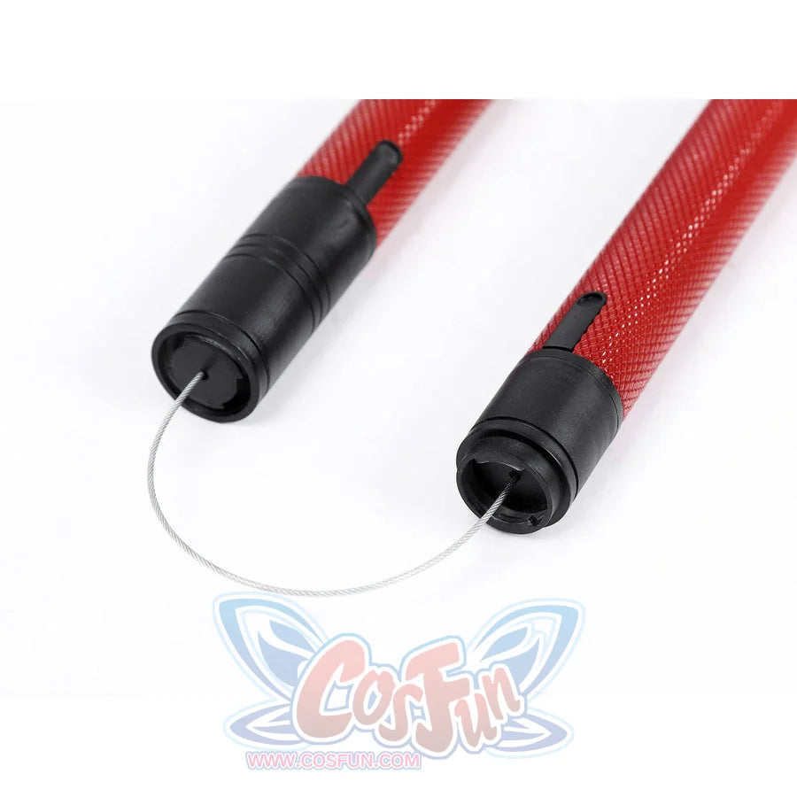 Matt Murdock cosplay accessory set uses a thin steel cable to link two textured red handles for an authentic look.