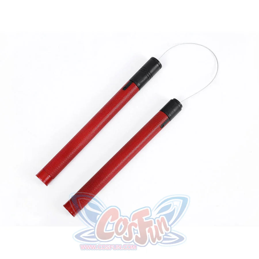 Matt Murdock cosplay nunchucks consist of two red textured handles connected by a durable flexible wire for performance.