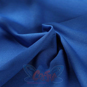Mister Fantastic Reed Richards cosplay costume blue fabric material close up view traces the weave of the stretch panels.
