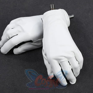 Mister Fantastic Reed Richards cosplay costume white gloves anchor the hands in smooth stretch faux leather fabric.