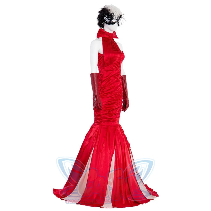 Movie Cruella Estella De Vil Red Dress Cosplay Costume C00488 Costumes