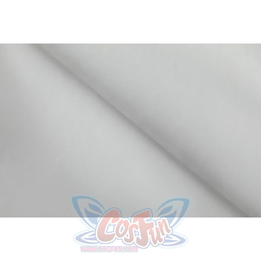 Close-up of Nico Robin cosplay costume white textured hat fabric with smooth surface and subtle weave