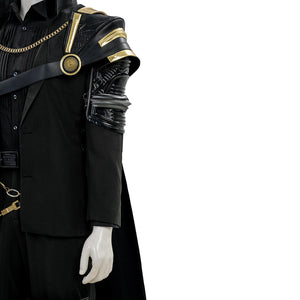 Final Fantasy XV Noctis The Chosen King cosplay costume layers armor details over a black tailored suit and gold-tone chain.