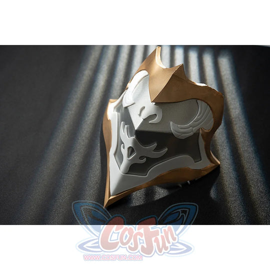 Genshin Impact Noelle cosplay chest decoration piece features white armor with gray vine patterns.