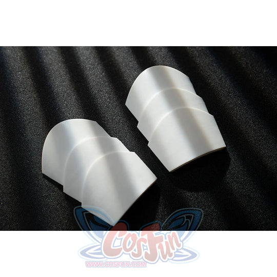 Genshin Impact Noelle cosplay knee pads pair matching white curved pieces for the leg accessories.