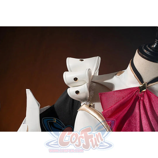 Genshin Impact Noelle cosplay shoulder decoration detail features white armor pieces finished with gold buttons.