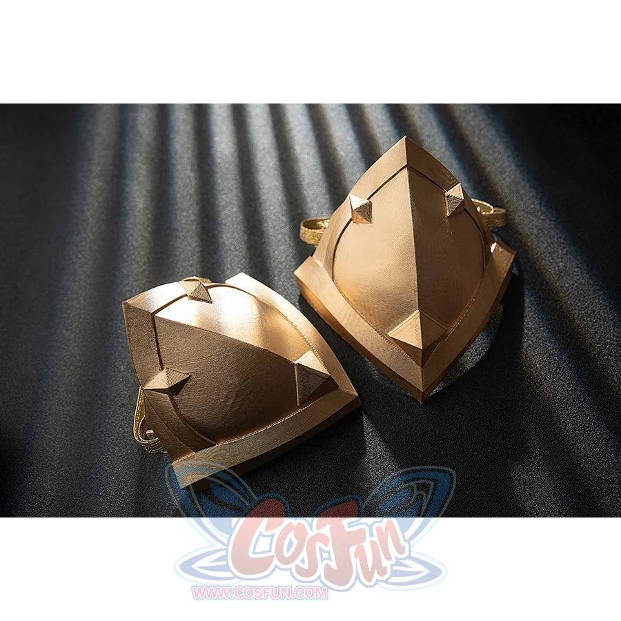 Genshin Impact Noelle cosplay shoulder decorations pair two gold and white armor pieces.