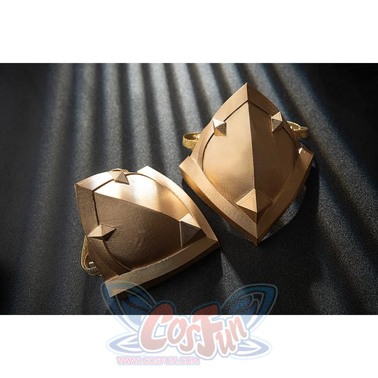 Genshin Impact Noelle cosplay shoulder decorations pair two gold and white armor pieces.
