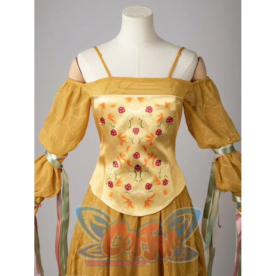 Padmé Amidala cosplay floral corset front with satin fabric and pink flower embroidery.