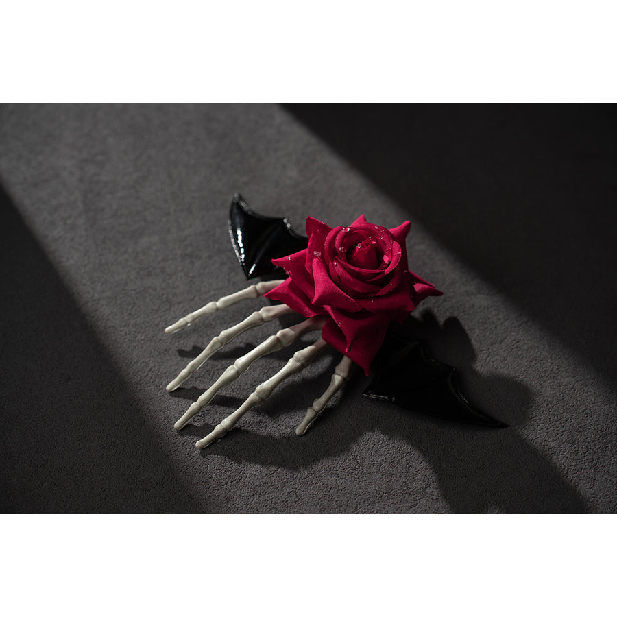 Wuthering Waves Phrolova cosplay rose headpiece accessory pairs a red flower with silver-tone spikes.