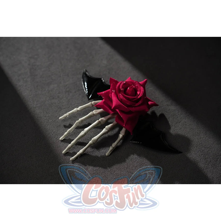 Wuthering Waves Phrolova cosplay rose headpiece accessory pairs a red flower with silver-tone spikes.