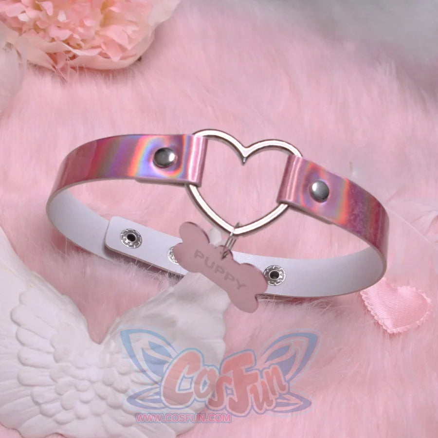 Pink Desire Cave Puppy Dog Bone Pendant Necklace Bracelets Choker Laser Pink Props &amp; Accessories