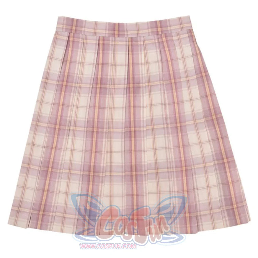 Plaid Jk Uniform Pink A-Line Pleated Skirt Mp005923