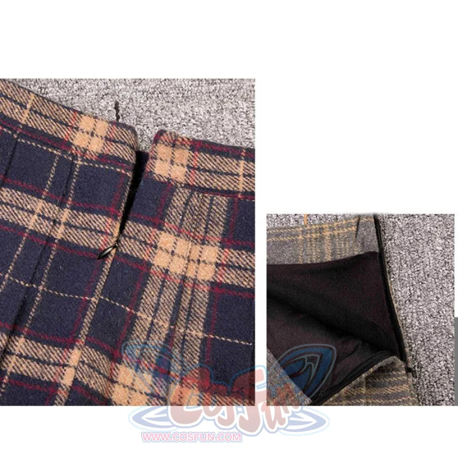 Plaid Uniform A-Line Hight Waist Pleated Skirt