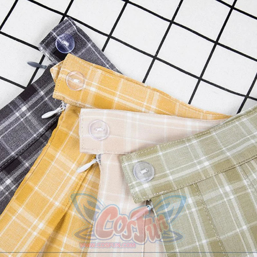 Plaid Uniform A-Line Hight Waist Pleated Skirt C00025