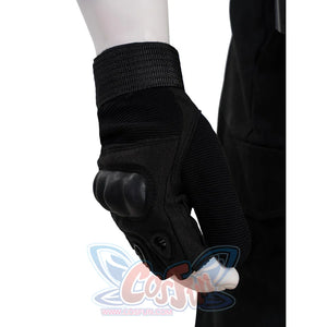 The Punisher Frank Castle cosplay glove close-up highlights black knuckle padding and wrist texture