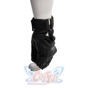 The Punisher Frank Castle cosplay glove side detail shows black padded fingers and a strapped wrist cuff