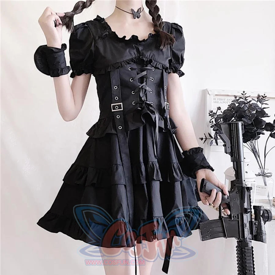 Punk Flattering Pleated Frill Tiered Layered Dress Mp006262