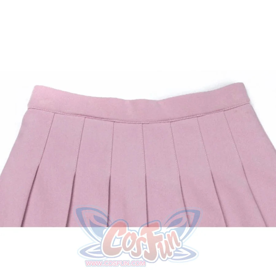 Pure Color Uniform A-Line Hight Waist Pleated Skirt