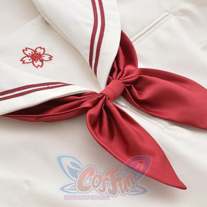 Red Sakura Blossom Embroidered Sailor School Uniform J40129