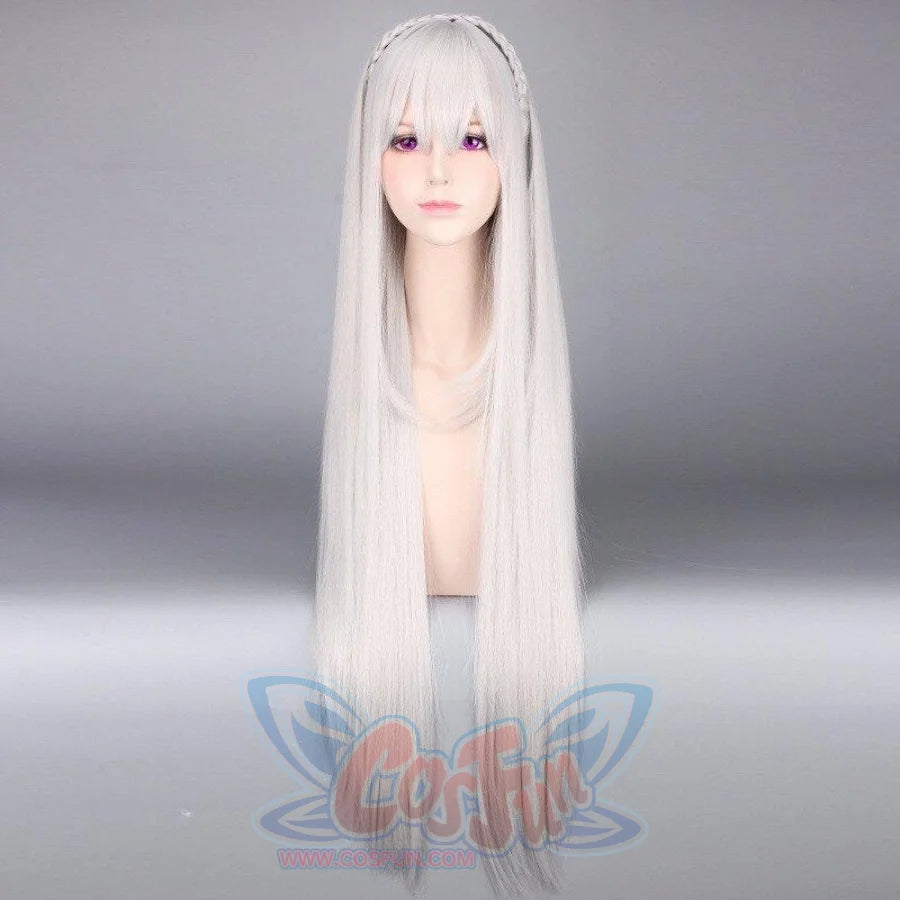 Re:zero Starting Life In Another World Emilia Cosplay Wig Long Straight Hair Braided Mp005798 Wigs