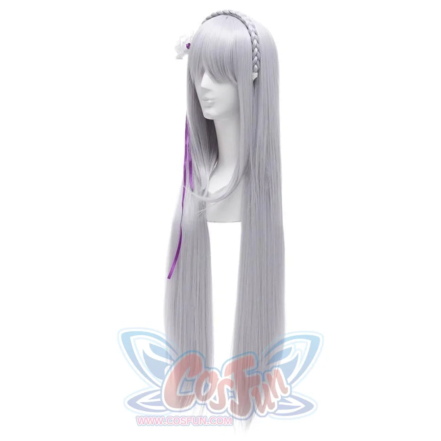 Re:zero Starting Life In Another World Emilia Cosplay Wigs Long Sliver Straight Hair Mp005950