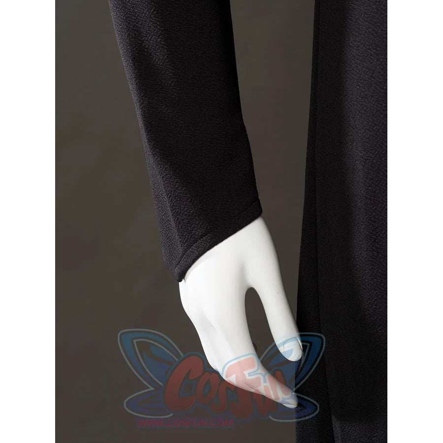 Rhaenyra Targaryen cosplay black sleeve detail tapers textured fabric toward the wrist opening.