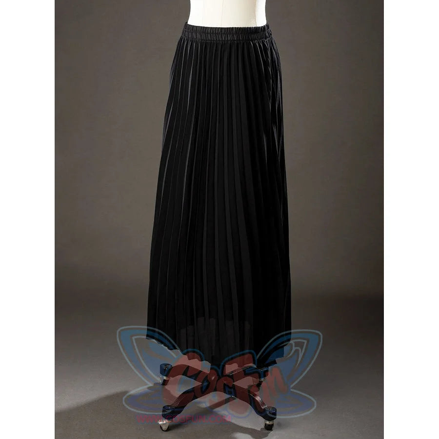 Rhaenyra Targaryen cosplay costume centers the dark pleated skirt as a separate costume piece.