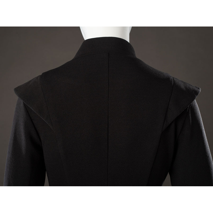 Rhaenyra Targaryen cosplay inner robe back detail keeps a clean center seam between broad shoulder panels.