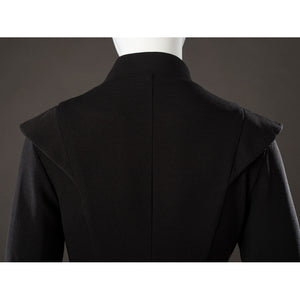 Rhaenyra Targaryen cosplay inner robe back detail keeps a clean center seam between broad shoulder panels.