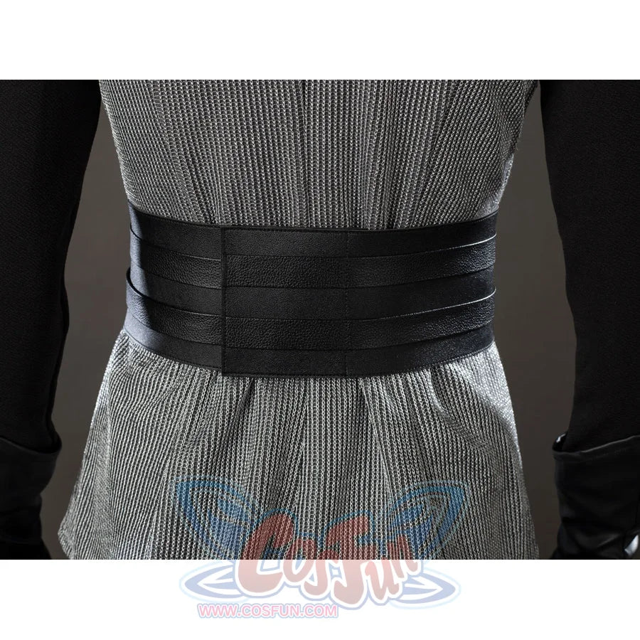 Rhaenyra Targaryen cosplay waist cincher back view stacks black bands across the gray vest panel.