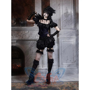 Elegy Day Gothic Velvet Lace Pumpkin Shorts image 2