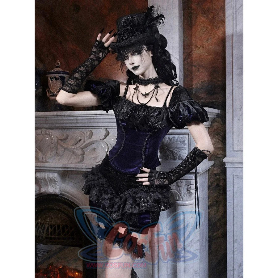 Elegy Day Gothic Velvet Lace Pumpkin Shorts image 3