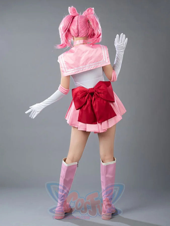 Sailor Chibi cosplay costume action pose lets rose pleats fan below the sailor bodice