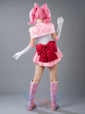 Sailor Chibi cosplay costume action pose lets rose pleats fan below the sailor bodice