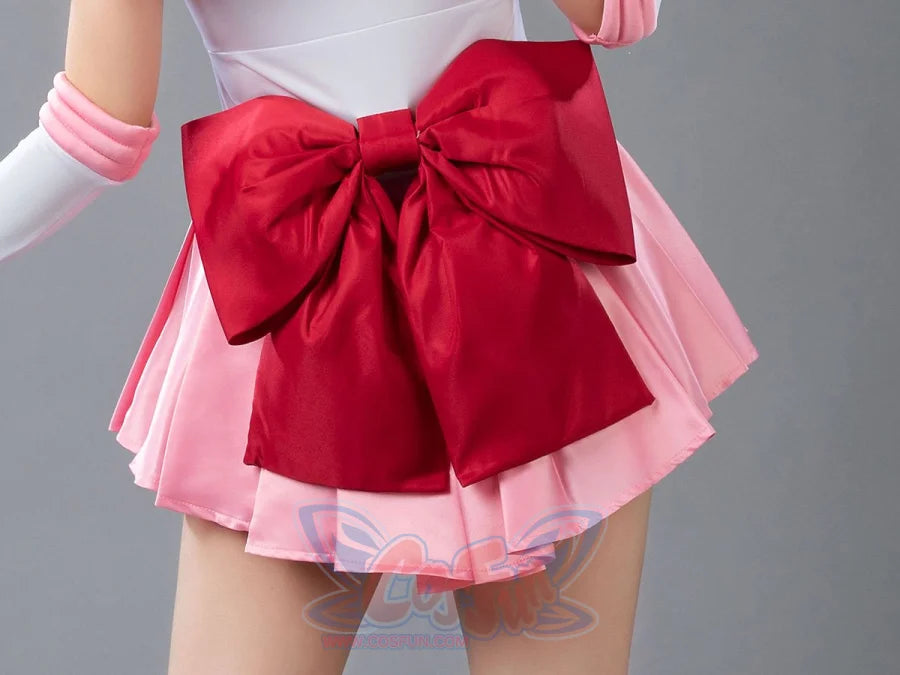 Sailor Chibi cosplay back bow detail anchors pink satin over rose pleated skirt panels