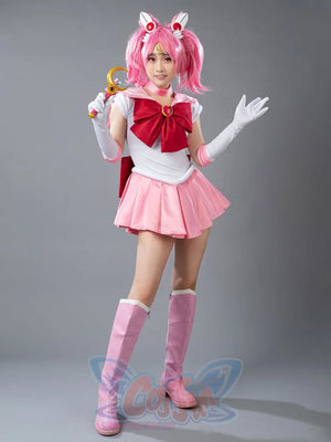 Sailor Chibi cosplay collar detail frames pink trim above the white bodice and chest bow