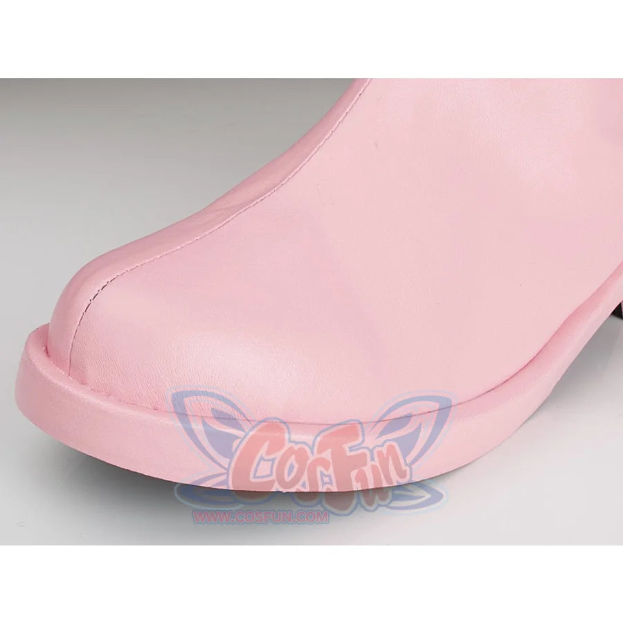 Sailor Chibi Moon Chibiusa cosplay boot toe detail focuses on pink faux leather and raised sole
