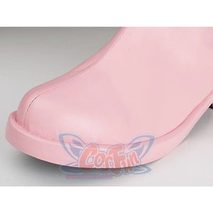 Sailor Chibi Moon Chibiusa cosplay boot toe detail focuses on pink faux leather and raised sole